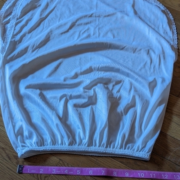 Vintage Fortune Medium White Double Side Slit Skirt Slip w/ Lace Trim - Picture 4 of 7